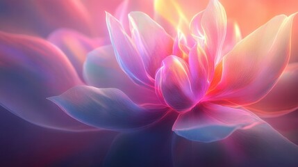 Fototapeta premium Dreamy Pink and Purple Flower with Soft Petals and Ethereal Glow, Capturing a Serene Moment of Nature’s Beauty in Abstract Art Style