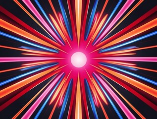 Illustrated background burst of pink and blue lights of black background wallpaper, lightful design