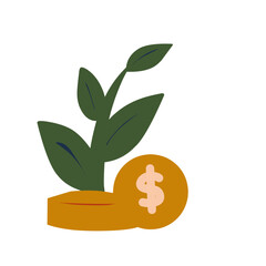 Illustration of plant growing From coin