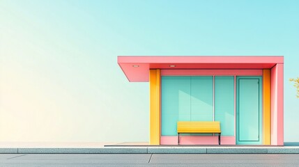 Pastel Paradise: A Minimalist Architectural Scene