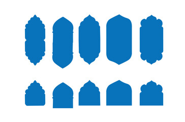 Oriental arch shapes. Islamic style border and frame design template vector element.
