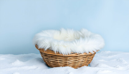 Newborn Digital Backdrop.  Frosty Glacier snowy Themes for Newborn. For boys and girls. Background for Newborn. Photography Backdrop. white fur