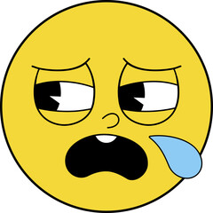 Retro Emoji Anxious Face with Sweat.
