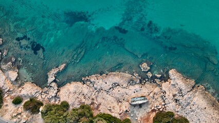 Sea and cliffs - aerial high quality view of seaside cliffs