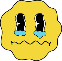 Retro Emoji melting face crying.