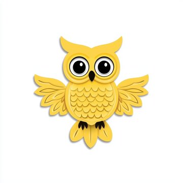 recommend clip art: Cute and Colorful Yellow Owl Character Illustration with Big Eyes and Wings Perfect for Children’s Design Projects and Educational Materials