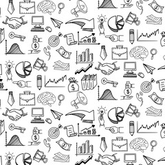 business line art doodle hand drawn seamless pattern background