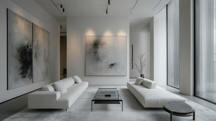Modern Minimalist Living Room with Abstract Artwork