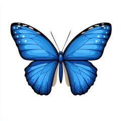 Fototapeta premium Vibrant Blue Butterfly with Detailed Wings Displaying Natural Beauty Against a Simple White Background for Nature and Wildlife Themes