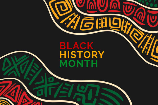 Black history month abstract backgrounds with hand drawn patterns