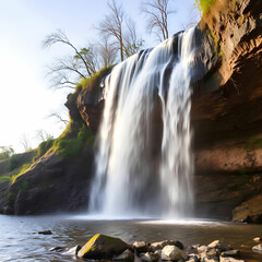 Majestic Waterfall Cascading in a Serene Natural Landscape