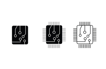 Chip icon. CPU sign. Processor symbol. Microchip icons. Microprocessor symbols. Vector isolated sign.
