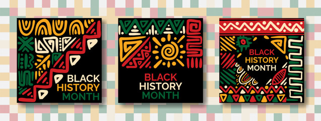 Set of Social media post template for Black History month.