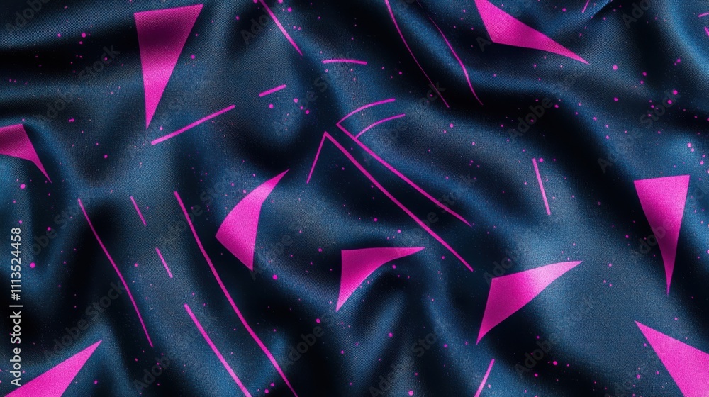 Poster abstract fabric pattern with bold shapes and colors on dark background