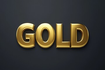 3d GOLD text, golden letters and shiny, image with copyspace and black background