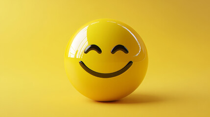 Bright Yellow Smiley Face Ball on Yellow Background