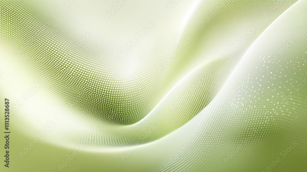 Poster soft green fabric with smooth waves and subtle dots pattern
