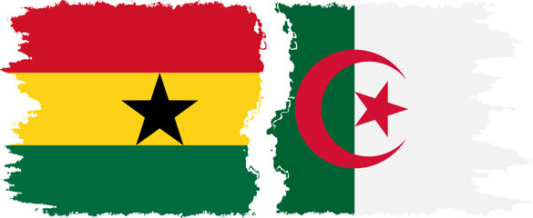 Algeria and Ghana grunge flags connection, vector
