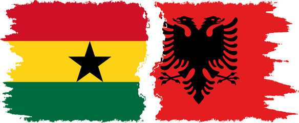 Albania and Ghana grunge flags connection, vector