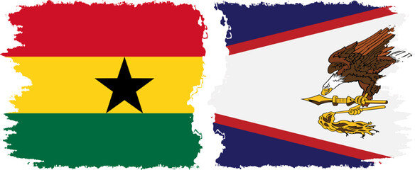 American Samoa and Ghana grunge flags connection, vector