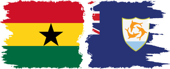 Anguilla and Ghana grunge flags connection, vector