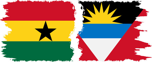 Antigua and Barbuda and Ghana grunge flags connection, vector