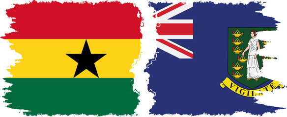 British Virgin Islands and Ghana grunge flags connection, vector
