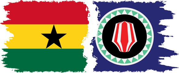Bougainville and Ghana grunge flags connection, vector