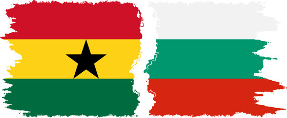 Bulgaria and Ghana grunge flags connection, vector