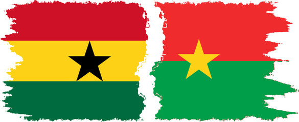 Burkina Faso and Ghana grunge flags connection, vector