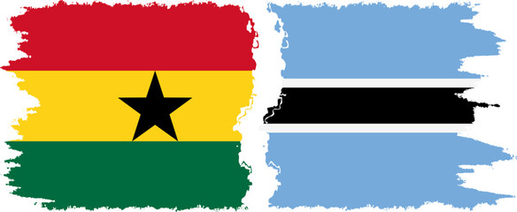 Botswana and Ghana grunge flags connection, vector