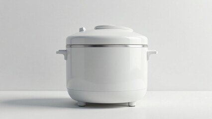 Modern Electric Rice Cooker - White Background - High-Quality AI Photo