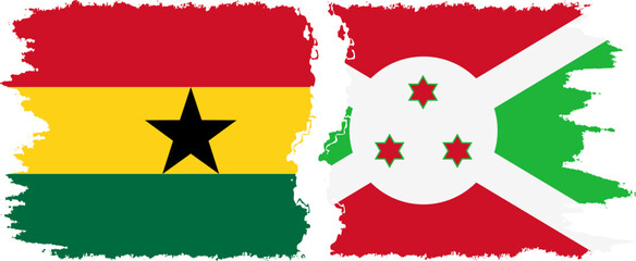 Burundi and Ghana grunge flags connection, vector