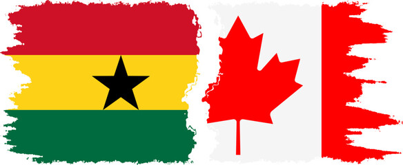 Canada and Ghana grunge flags connection, vector