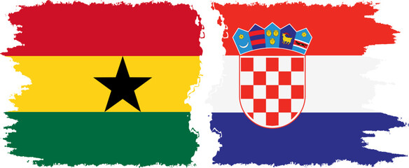 Croatia and Ghana grunge flags connection, vector