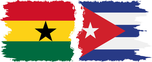 Cuba and Ghana grunge flags connection, vector