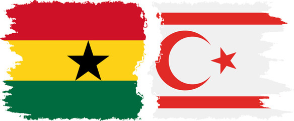 Turkish Republic of Northern Cyprus and Ghana grunge flags connection, vector