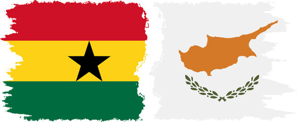 Cyprus and Ghana grunge flags connection, vector