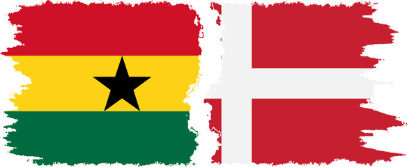Denmark and Ghana grunge flags connection, vector