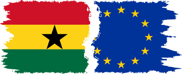 EU and Ghana grunge flags connection, vector