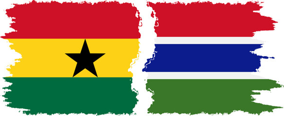 Gambia and Ghana grunge flags connection, vector