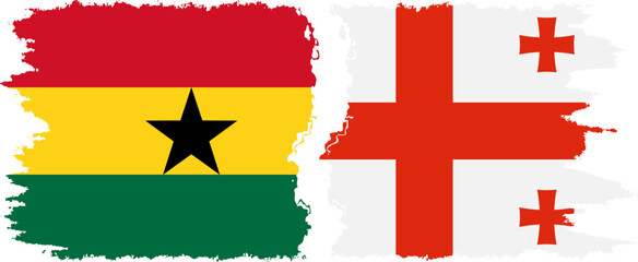 Georgia and Ghana grunge flags connection, vector