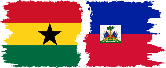 Haiti and Ghana grunge flags connection, vector