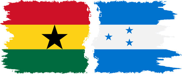 Honduras and Ghana grunge flags connection, vector