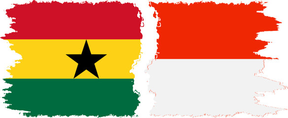 Indonesia and Ghana grunge flags connection, vector