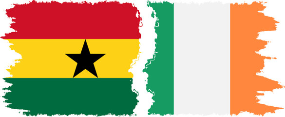 Ireland and Ghana grunge flags connection, vector