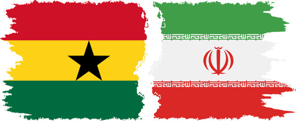 Iran and Ghana grunge flags connection, vector