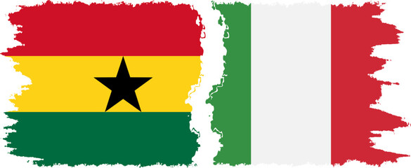 Italy and Ghana grunge flags connection, vector