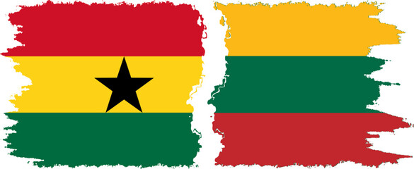 Lithuania and Ghana grunge flags connection, vector