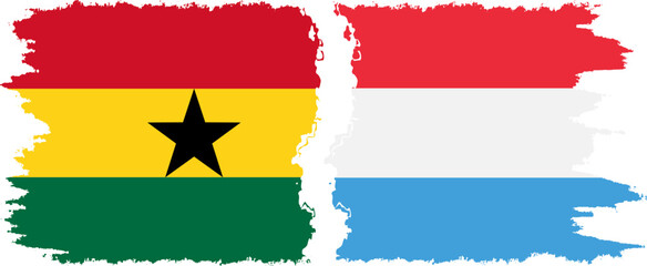 Luxembourg and Ghana grunge flags connection, vector